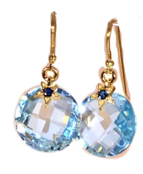 'Double Sided Rose-Cut Blue Topaz Drop Earring'