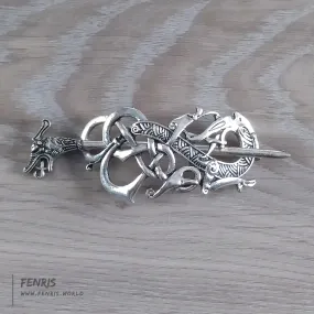 Dragon Hair Pin Silver Knot Work Celtic Viking Style