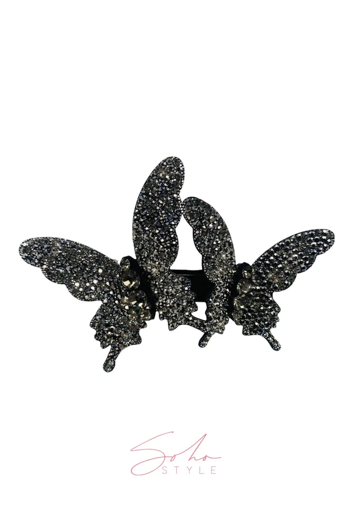 Duo Butterfly Crystal Barrette