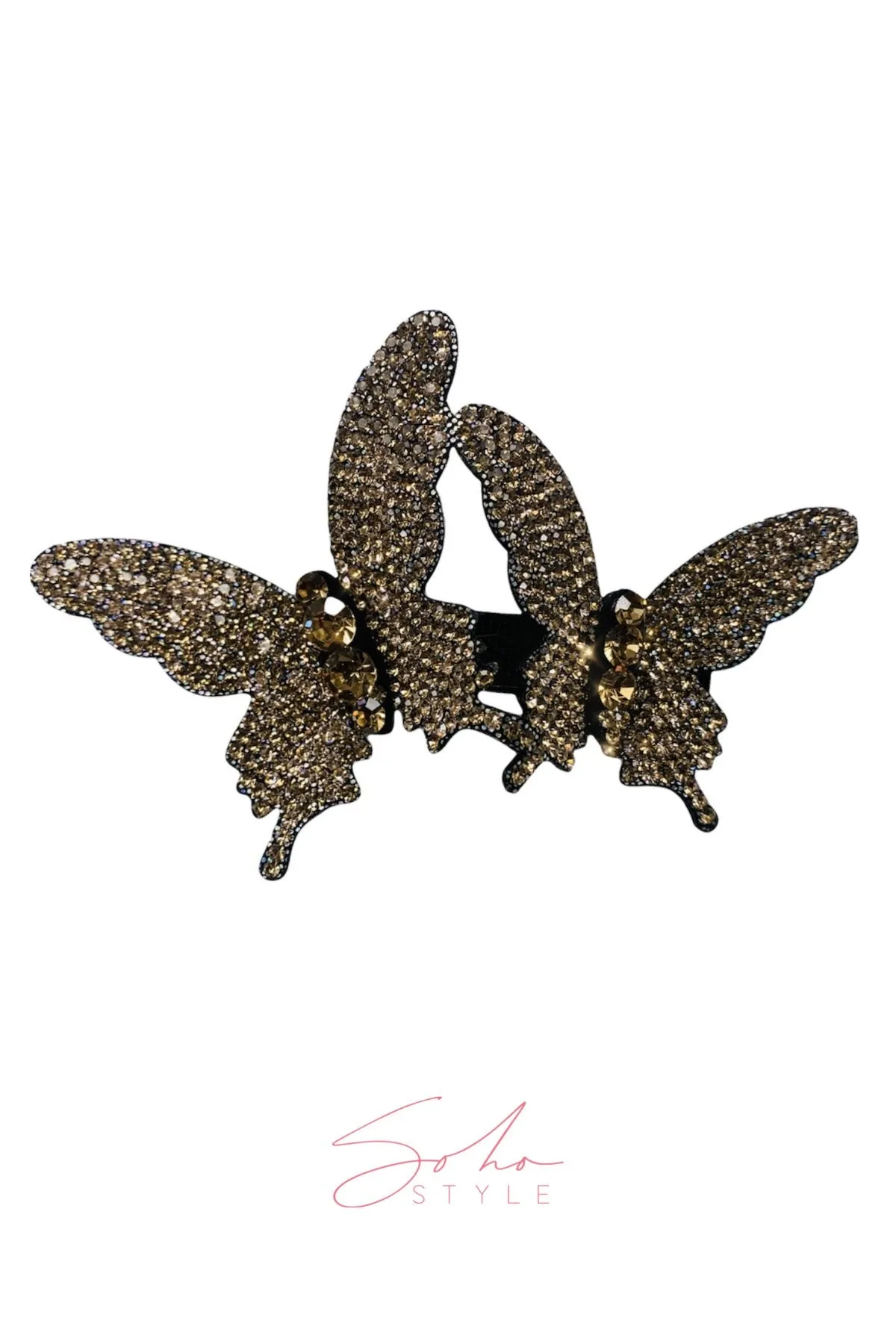 Duo Butterfly Crystal Barrette