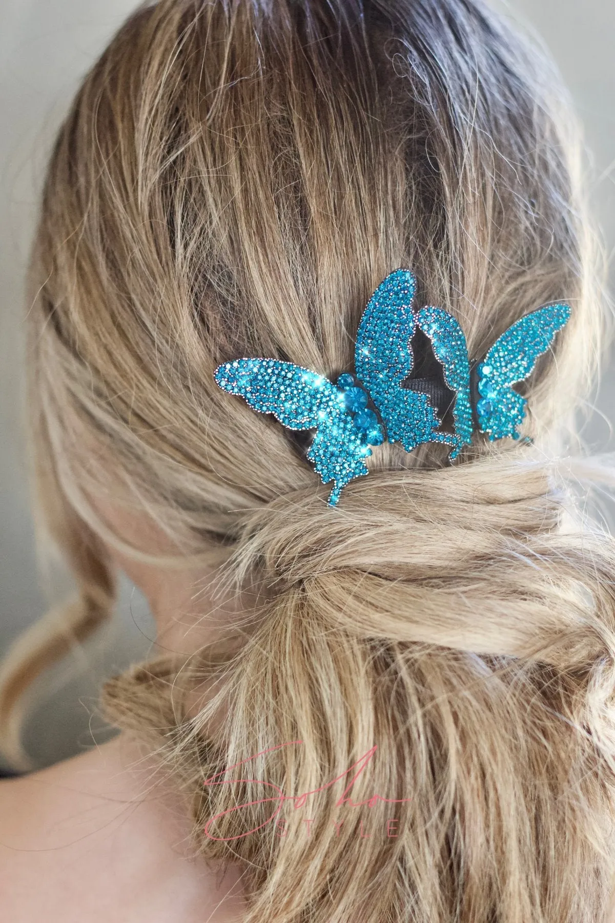 Duo Butterfly Crystal Barrette