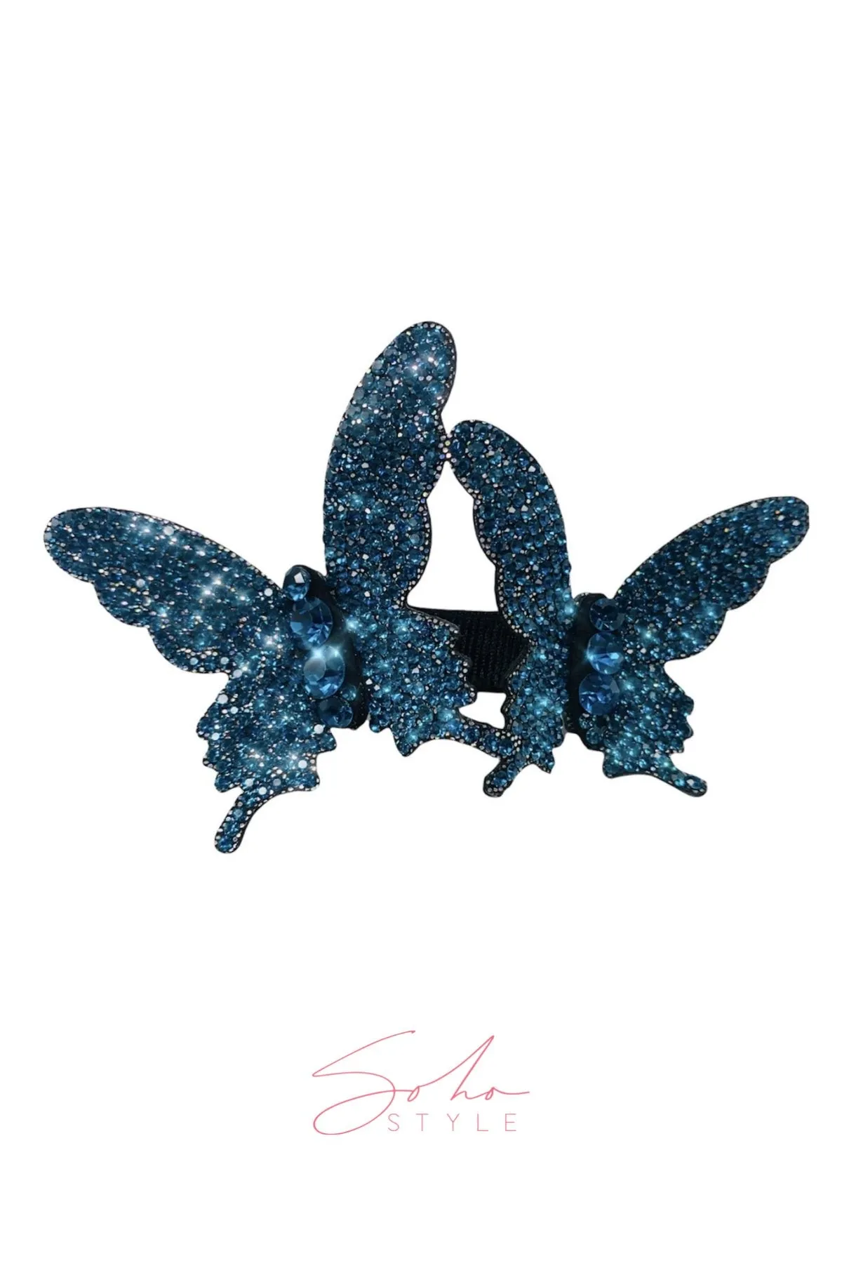 Duo Butterfly Crystal Barrette