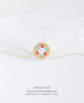 EDEN   ELIE Celestia Circle Bracelet - Amazonite   Bamboo Coral