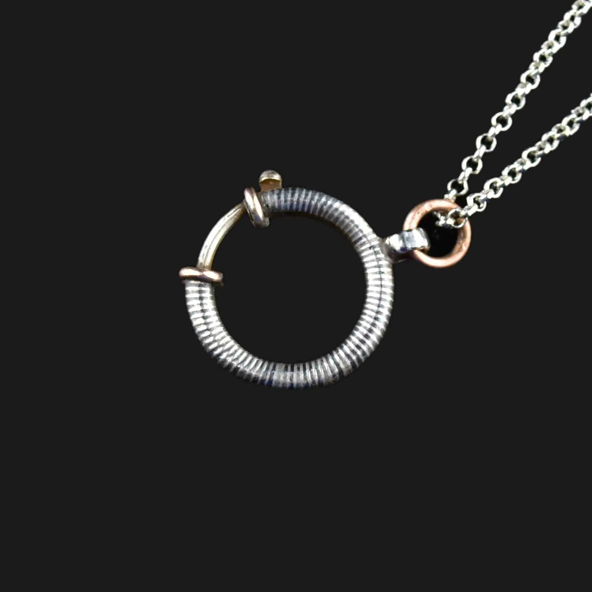 Edwardian Silver Niello Bolt Pendant Necklace