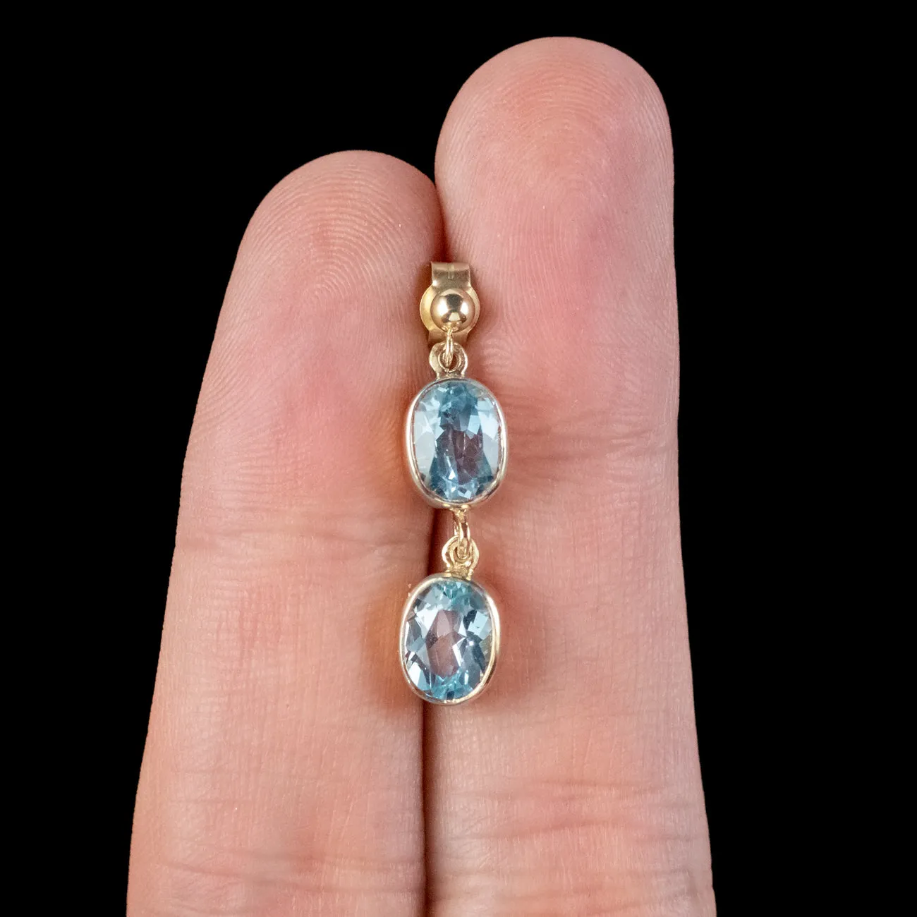 Edwardian Style Blue Topaz Earrings 9ct Gold