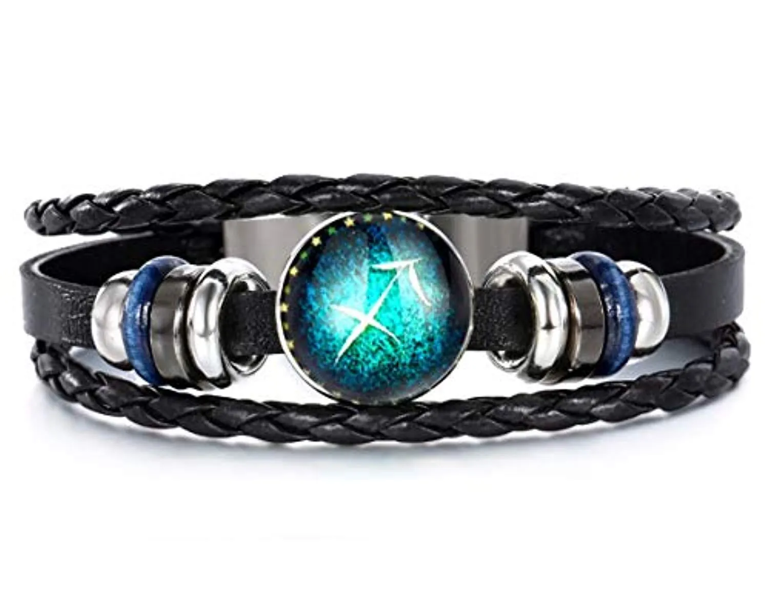 Electomania Your Zodiac Star Sagittarius Sign Wristband Handmade Black Leather Gift for Men Boys