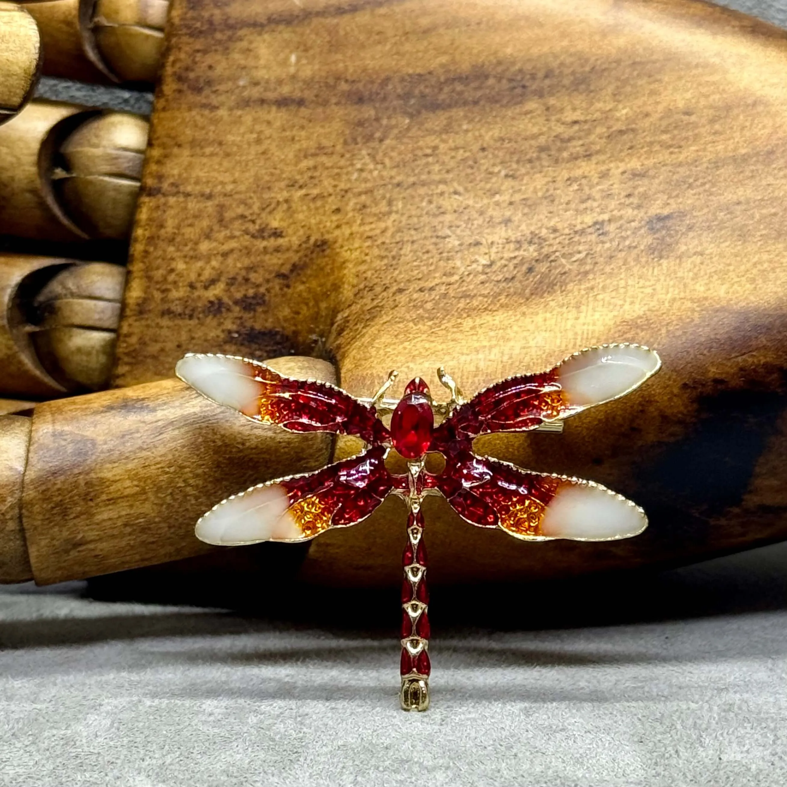 Elegant Coloured Enamel Dragonfly Brooch