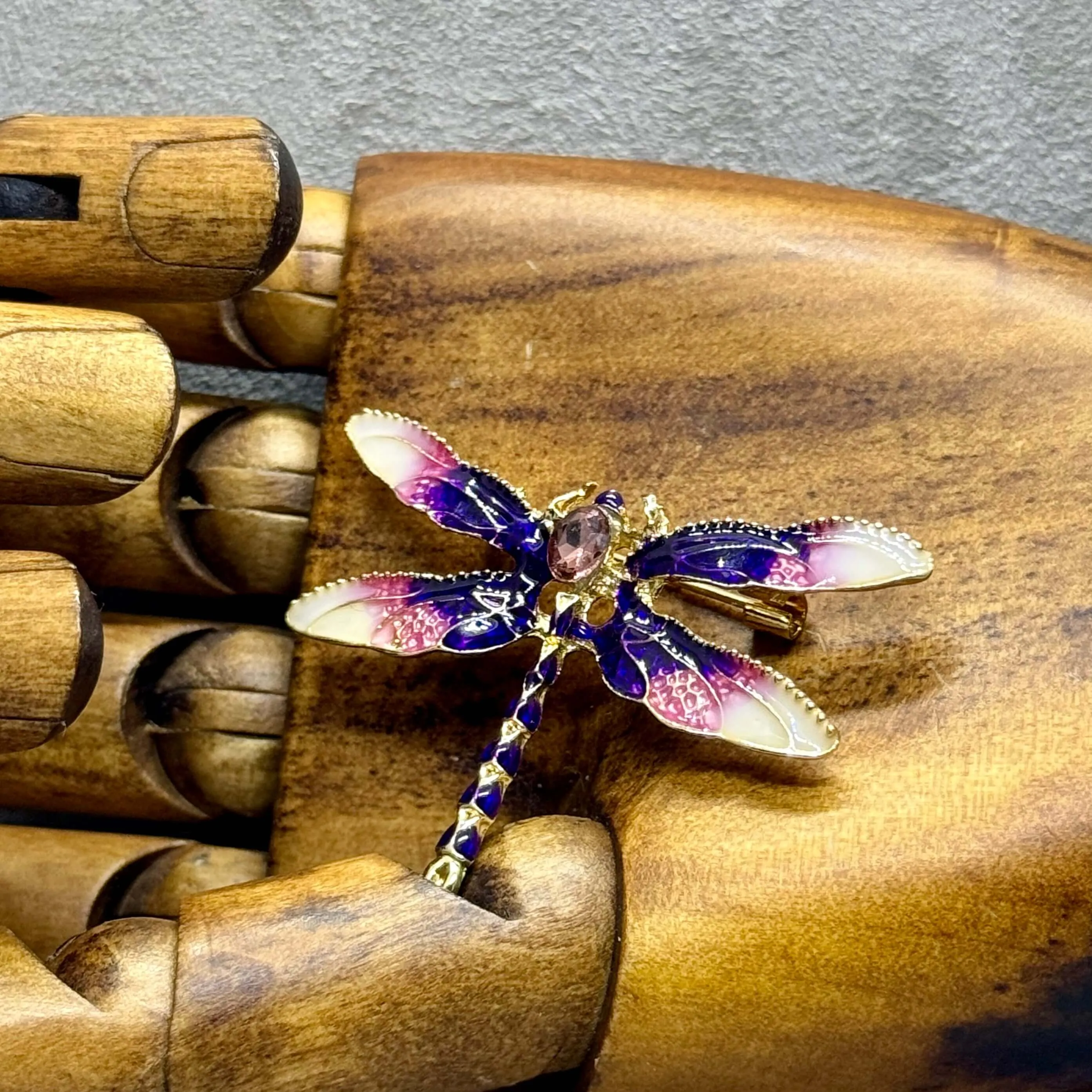 Elegant Coloured Enamel Dragonfly Brooch