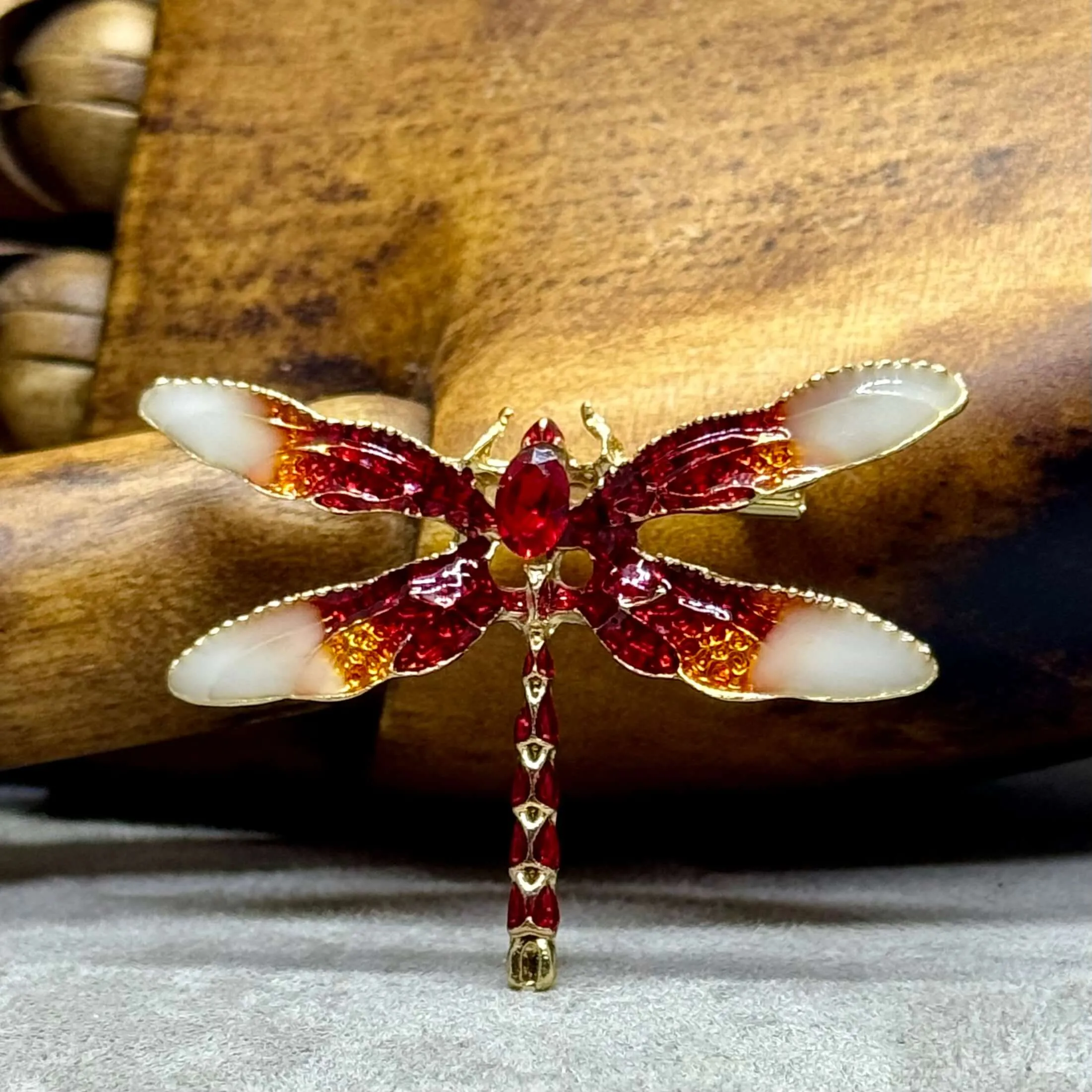 Elegant Coloured Enamel Dragonfly Brooch