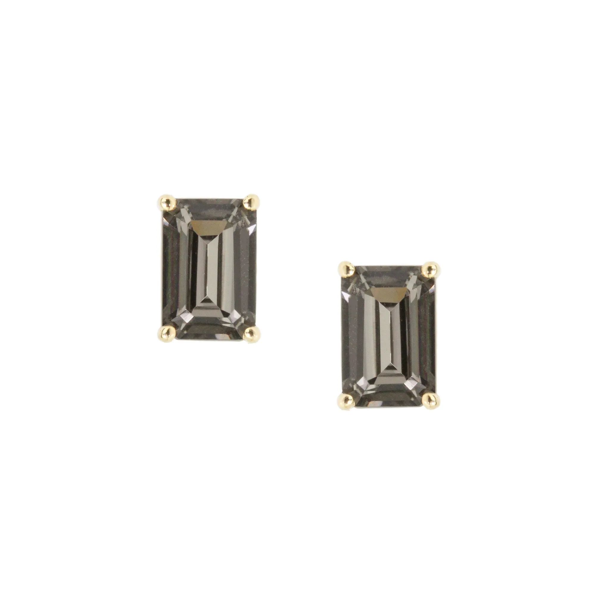 Emerald Cut Black Night Topaz Stud Earrings