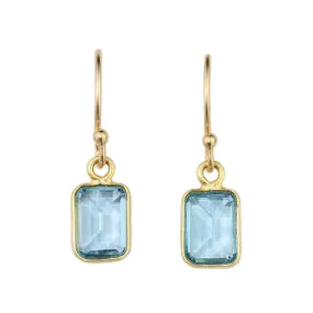 Emerald Cut Sky Blue Topaz Earrings