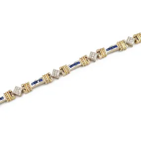 Estate 14K Yellow and White Gold Sapphire and Diamond Bracelet