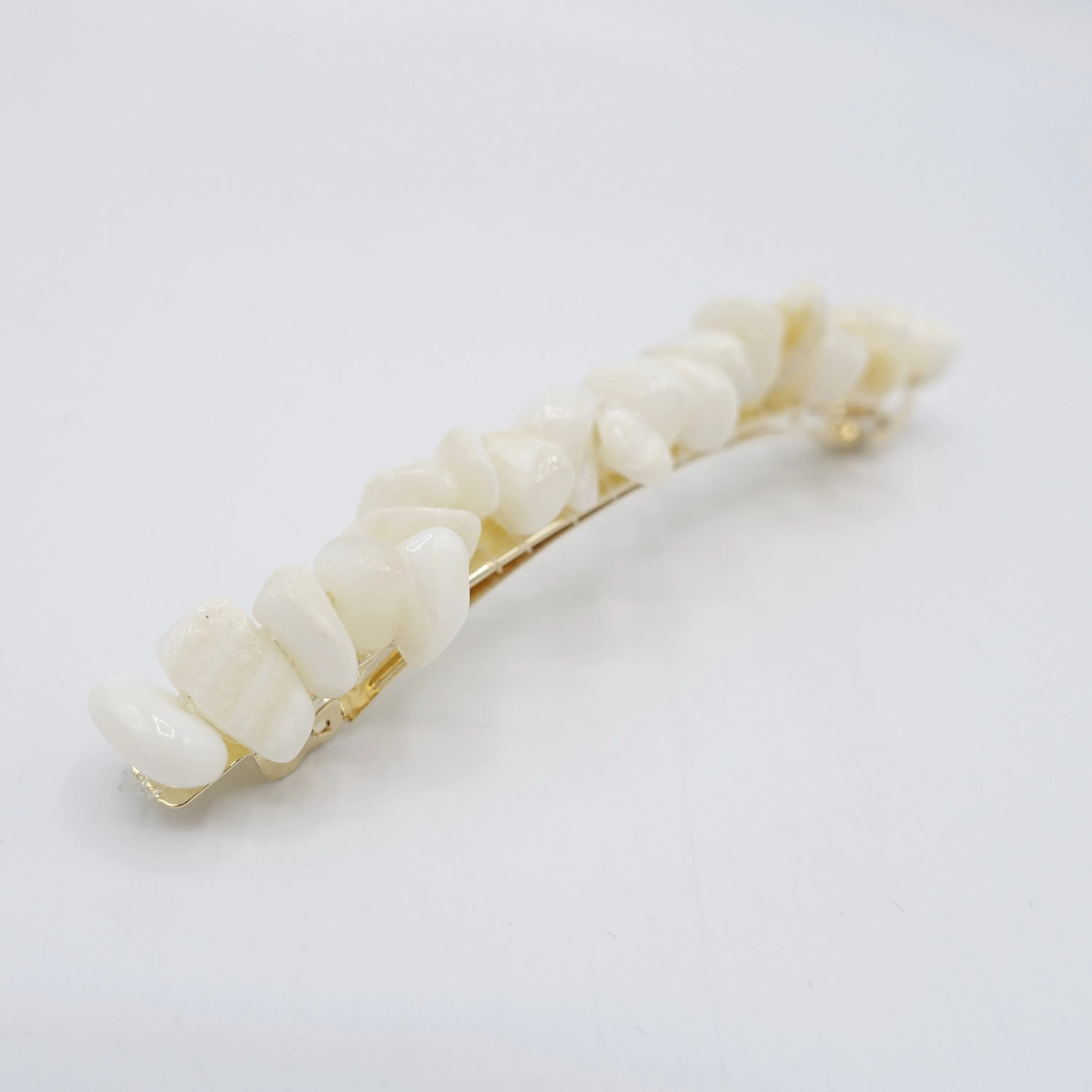 faux pearl beaded hair barrette for women