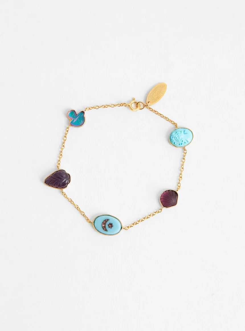 Five Mini Charm Bracelet Blue