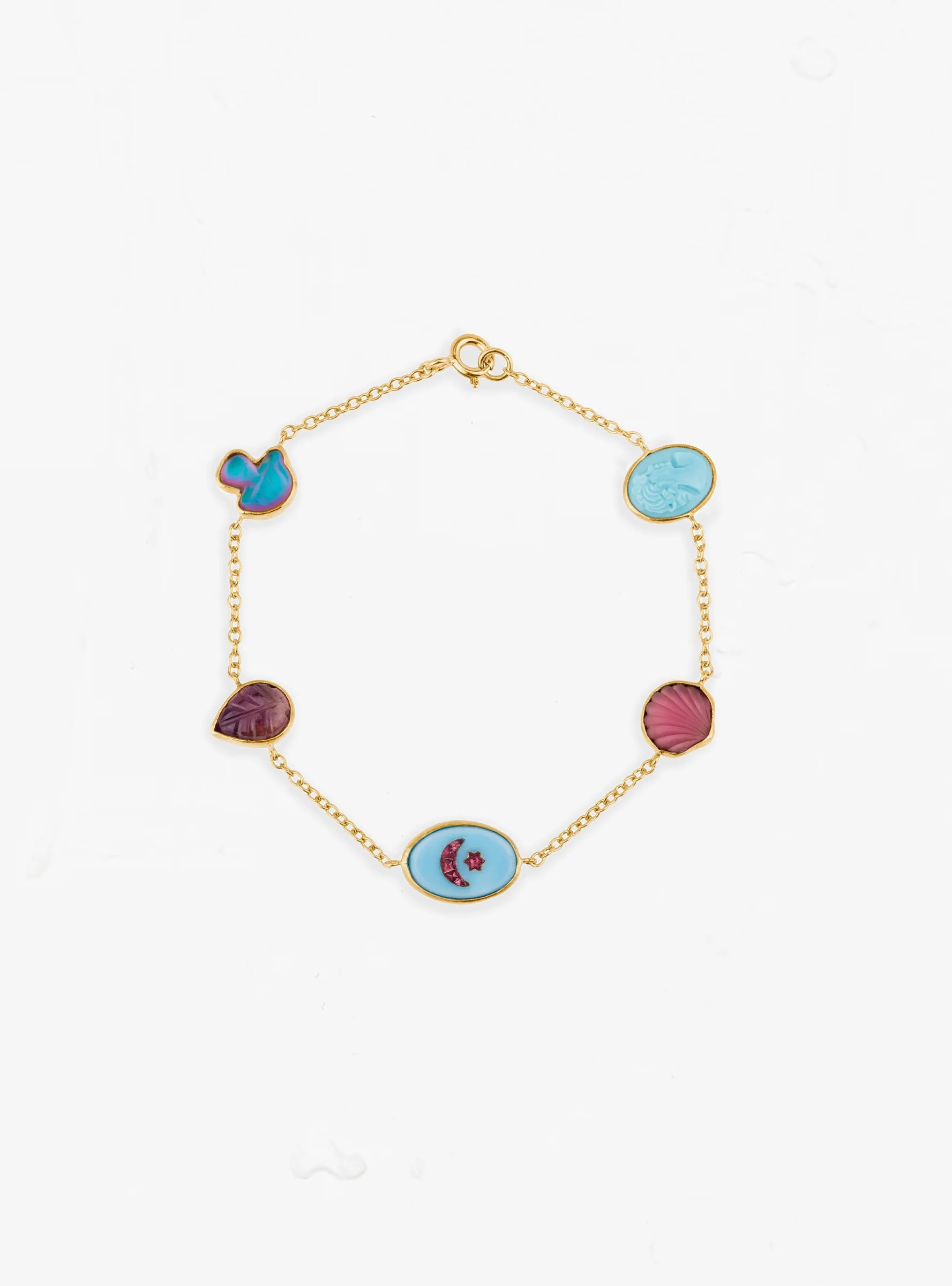 Five Mini Charm Bracelet Blue