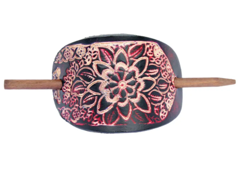 Floral Bloom Leather Hair Barrette