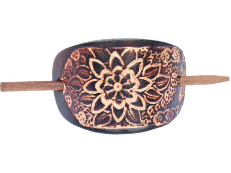 Floral Bloom Leather Hair Barrette