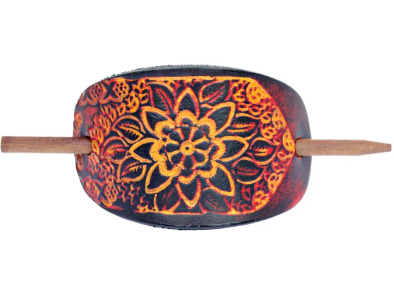 Floral Bloom Leather Hair Barrette