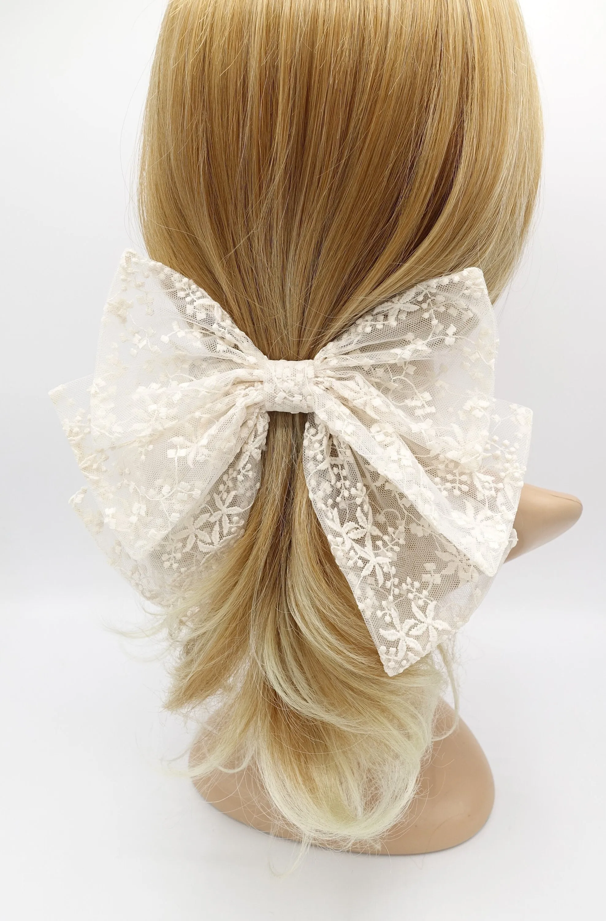 floral lace hair bow layered hair accessory for women