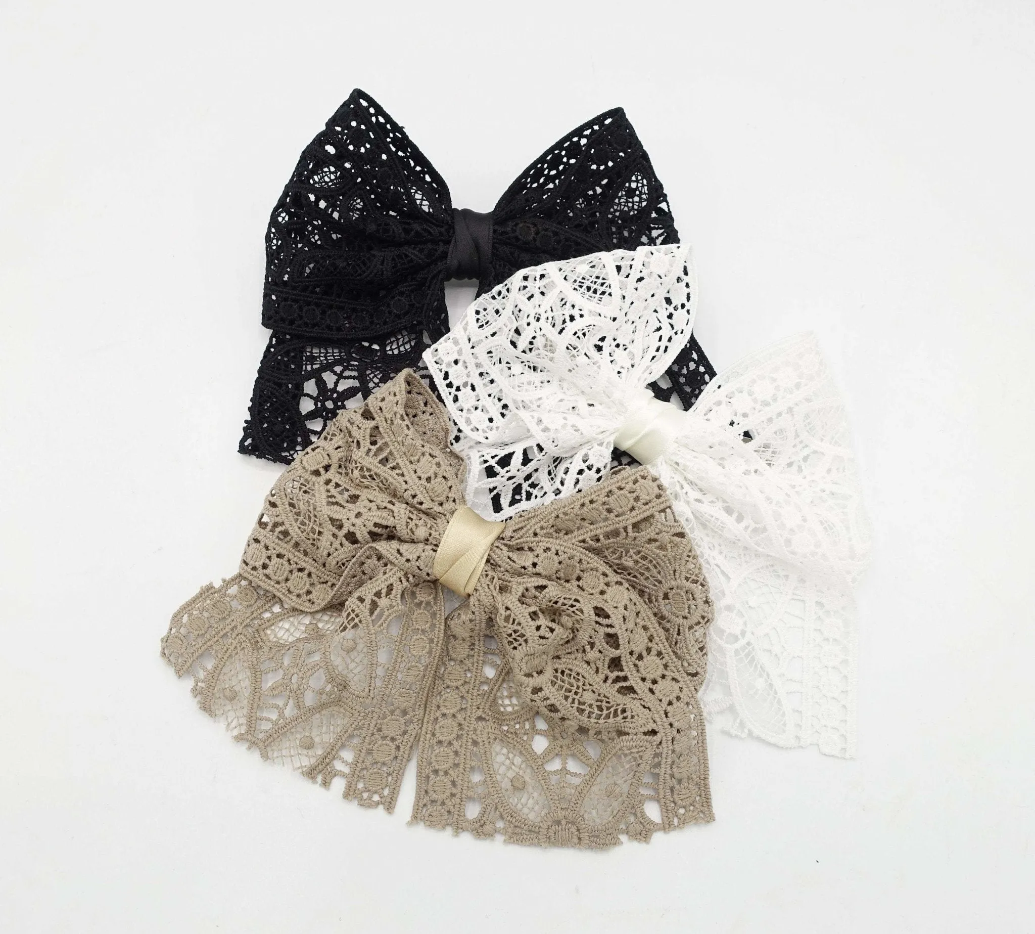 flower petal lace hair bow french barrette women hair accessory