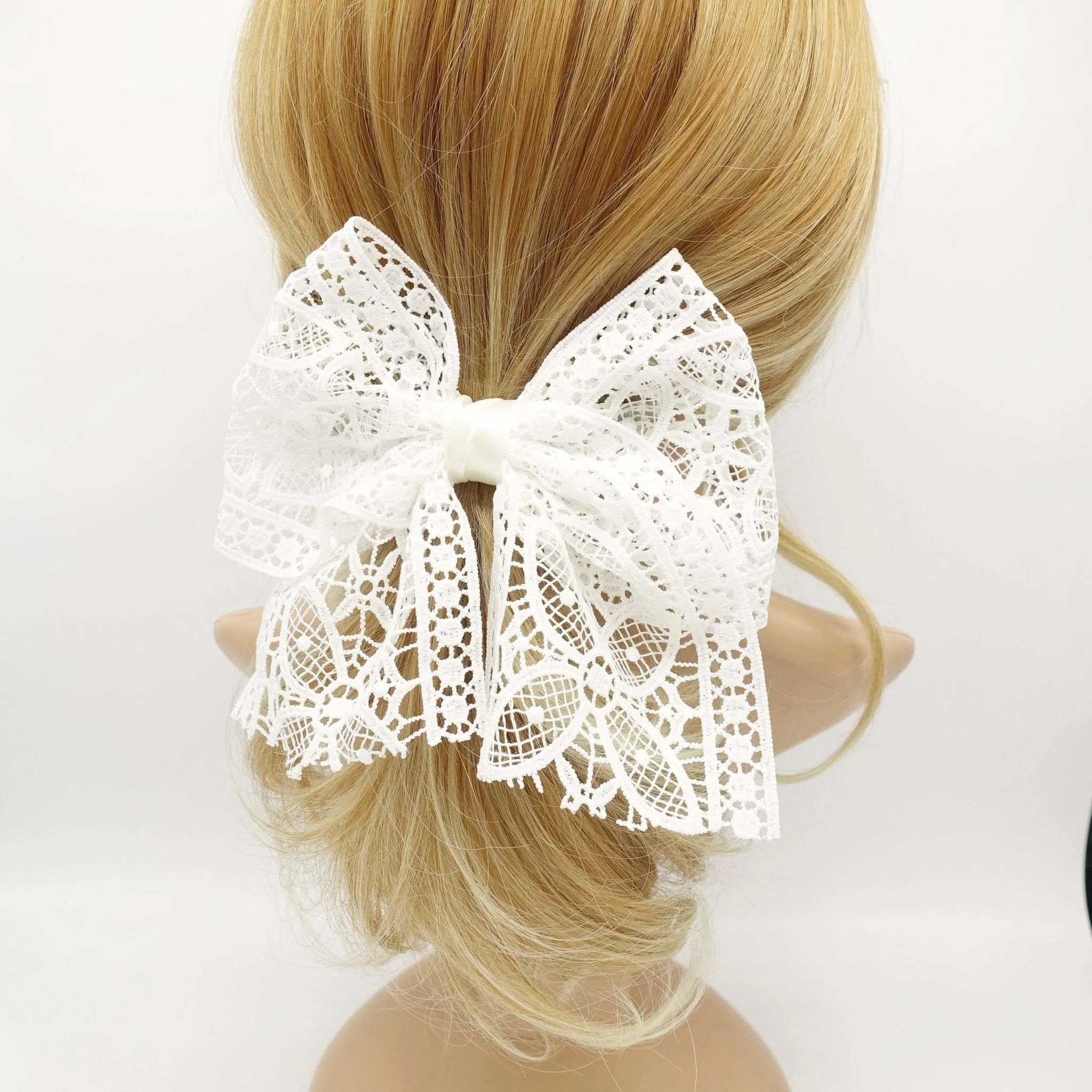 flower petal lace hair bow french barrette women hair accessory