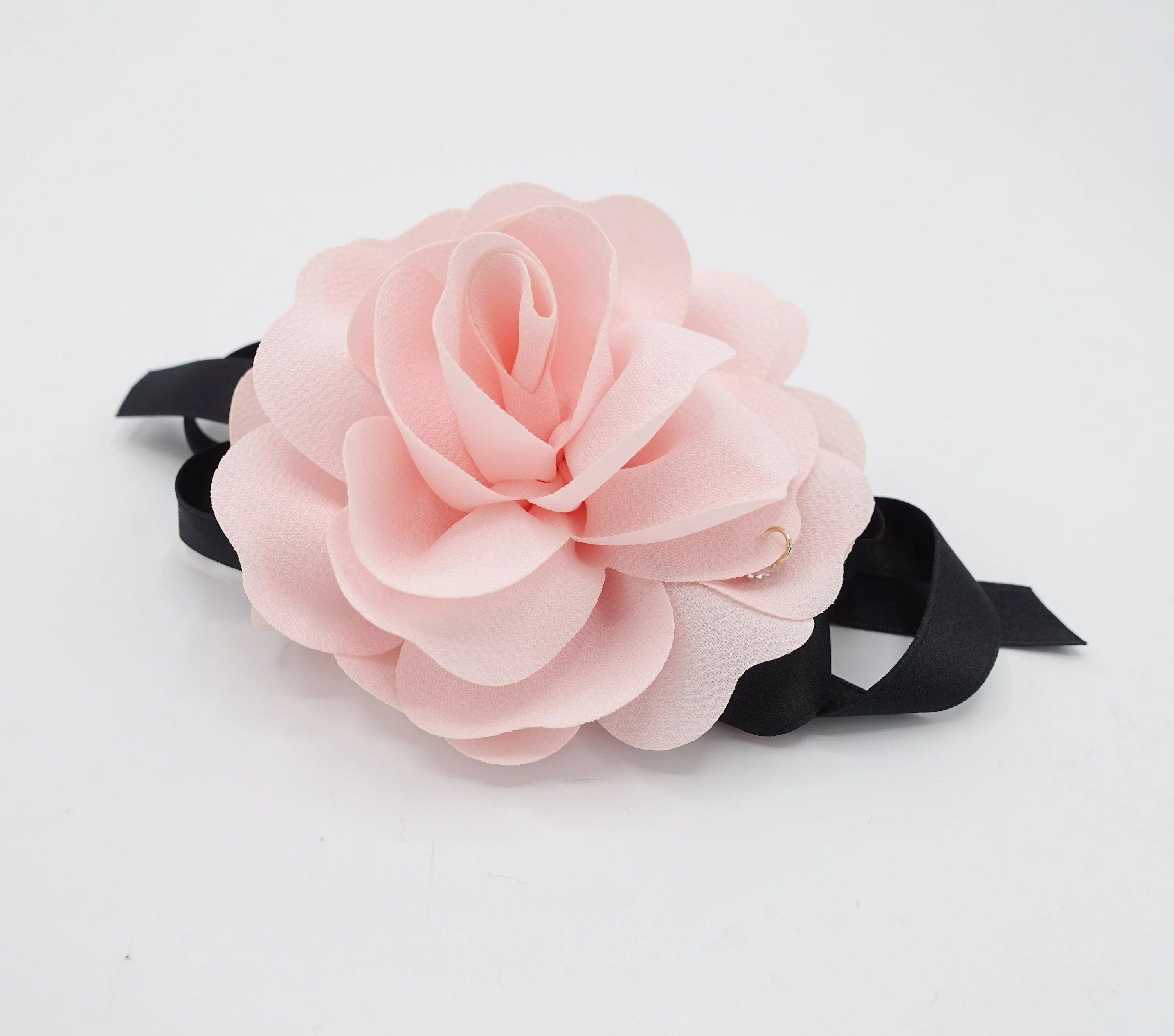 flower satin bow knot french hair barrette women hair clip