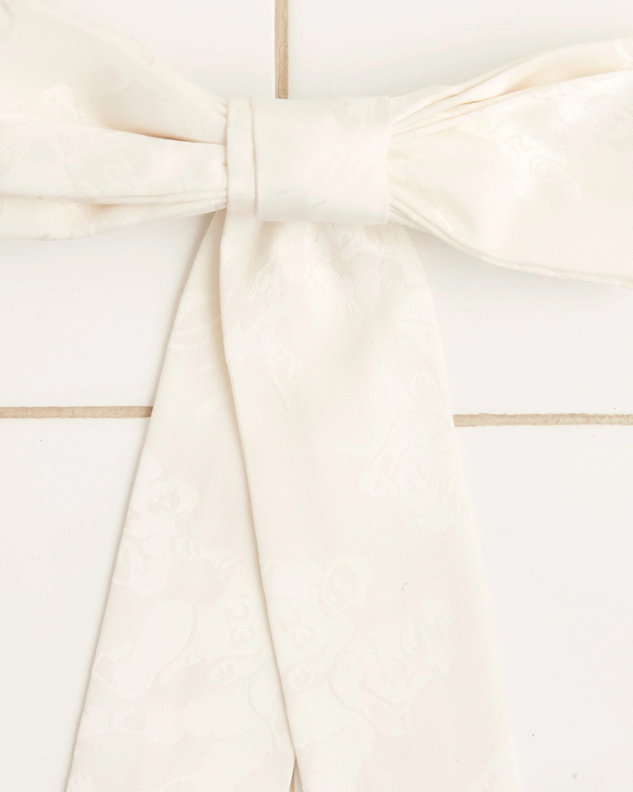 Football Jacquard Bow Barrette - Cream