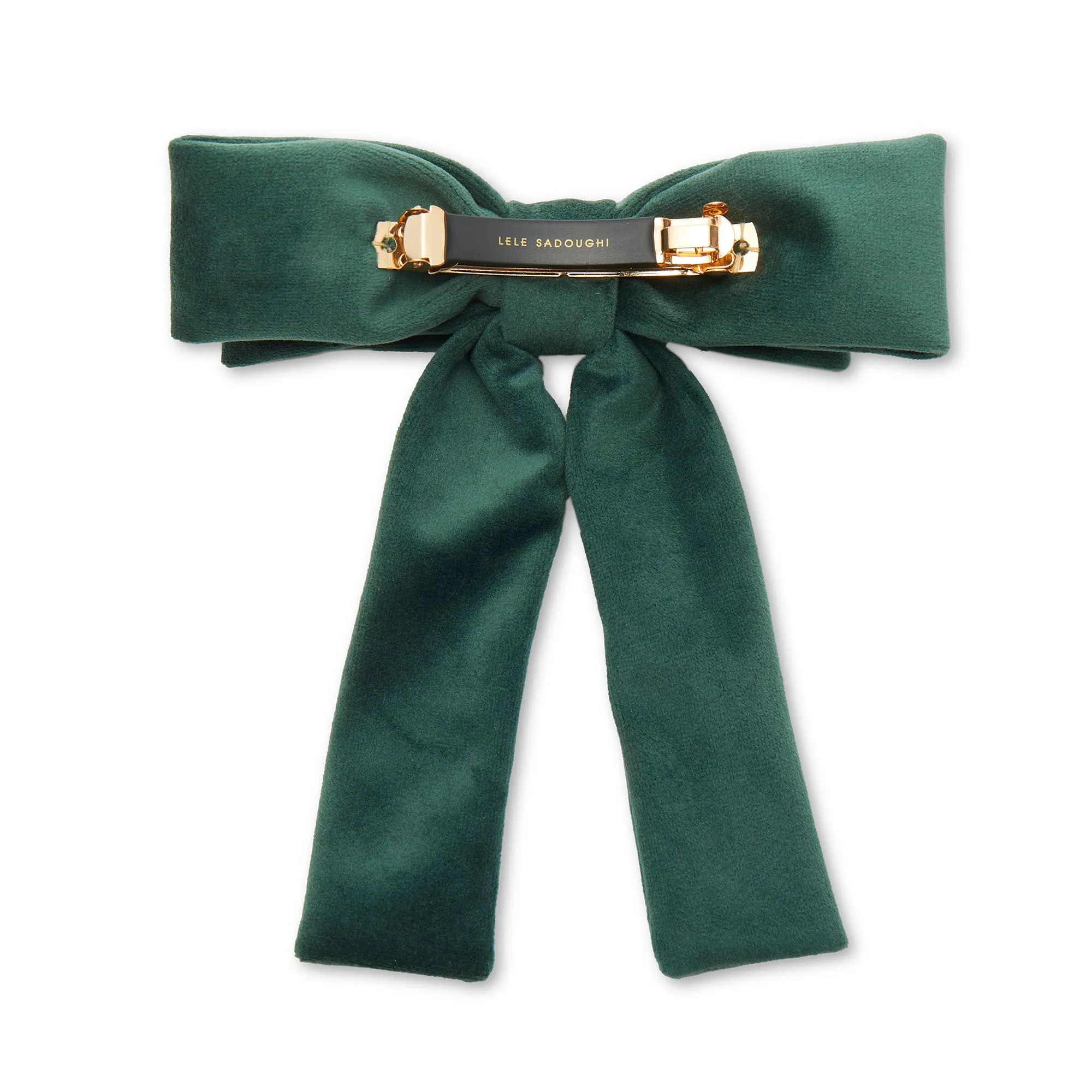 FOREST GREEN VELVET ANTOINETTE BOW BARRETTE