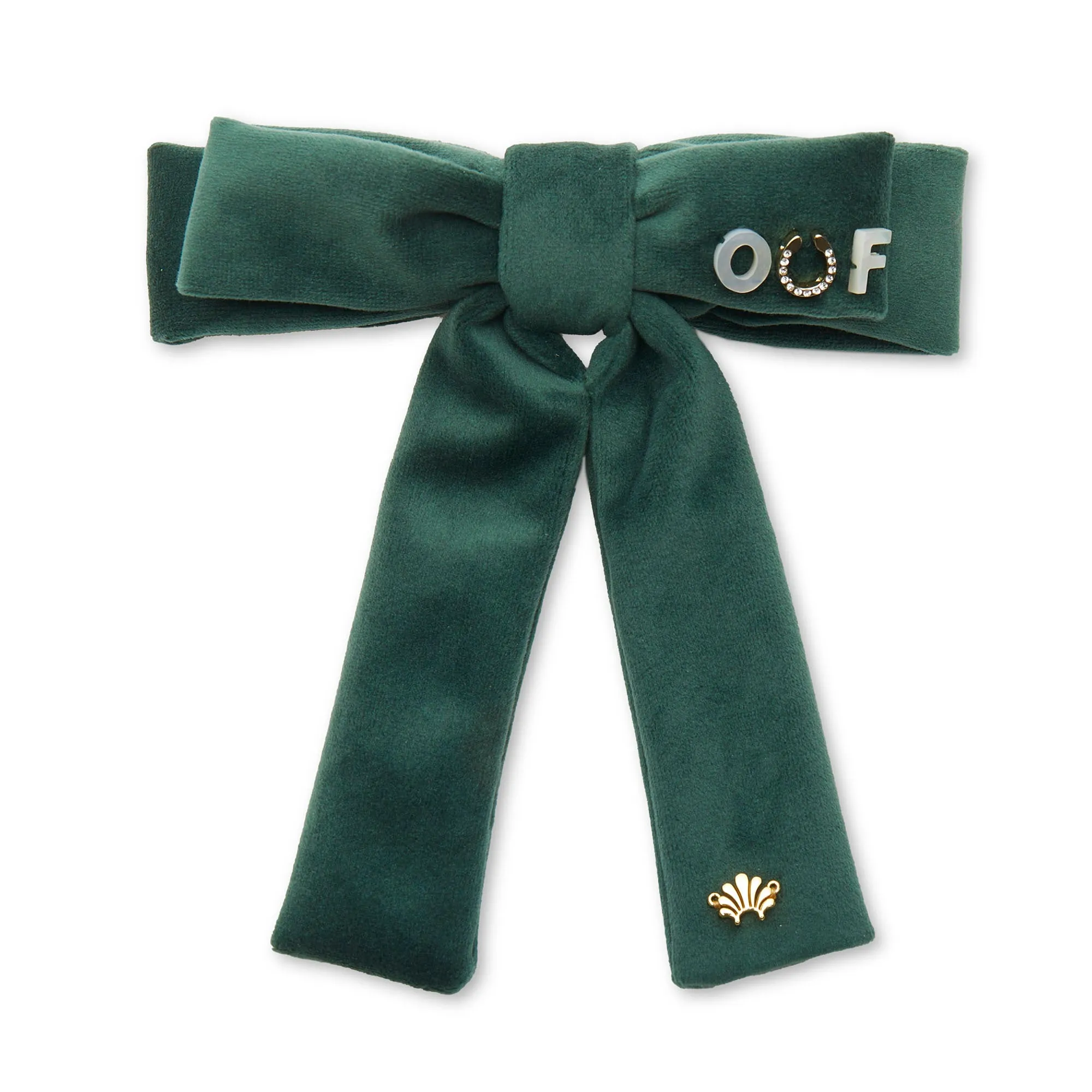 FOREST GREEN VELVET ANTOINETTE BOW BARRETTE