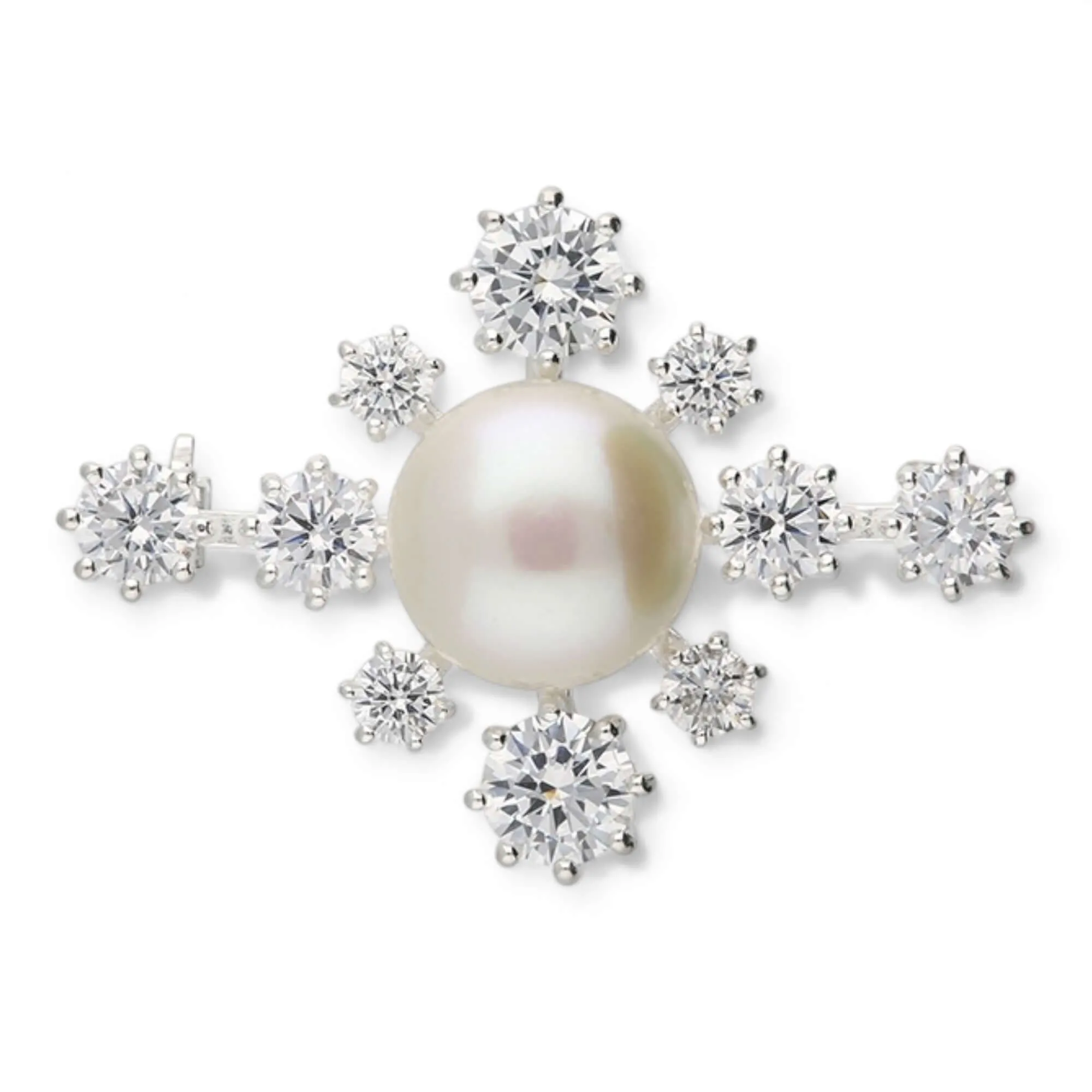 Freshwater Pearl Starburst Sterling Silver Bar Brooch