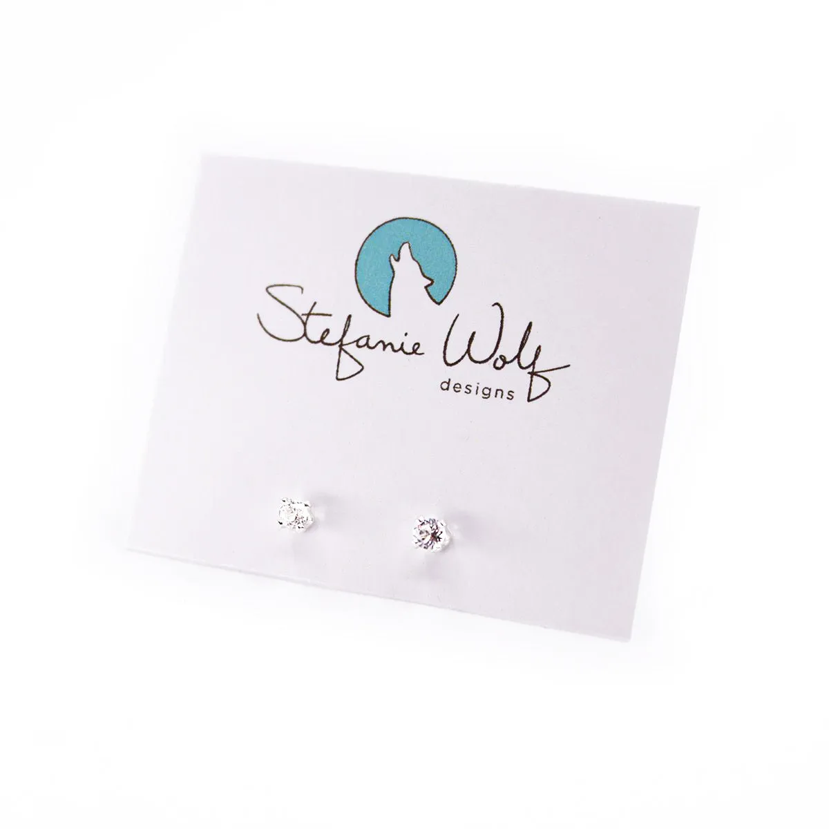 Genuine White Topaz Sterling Silver Post Earrings