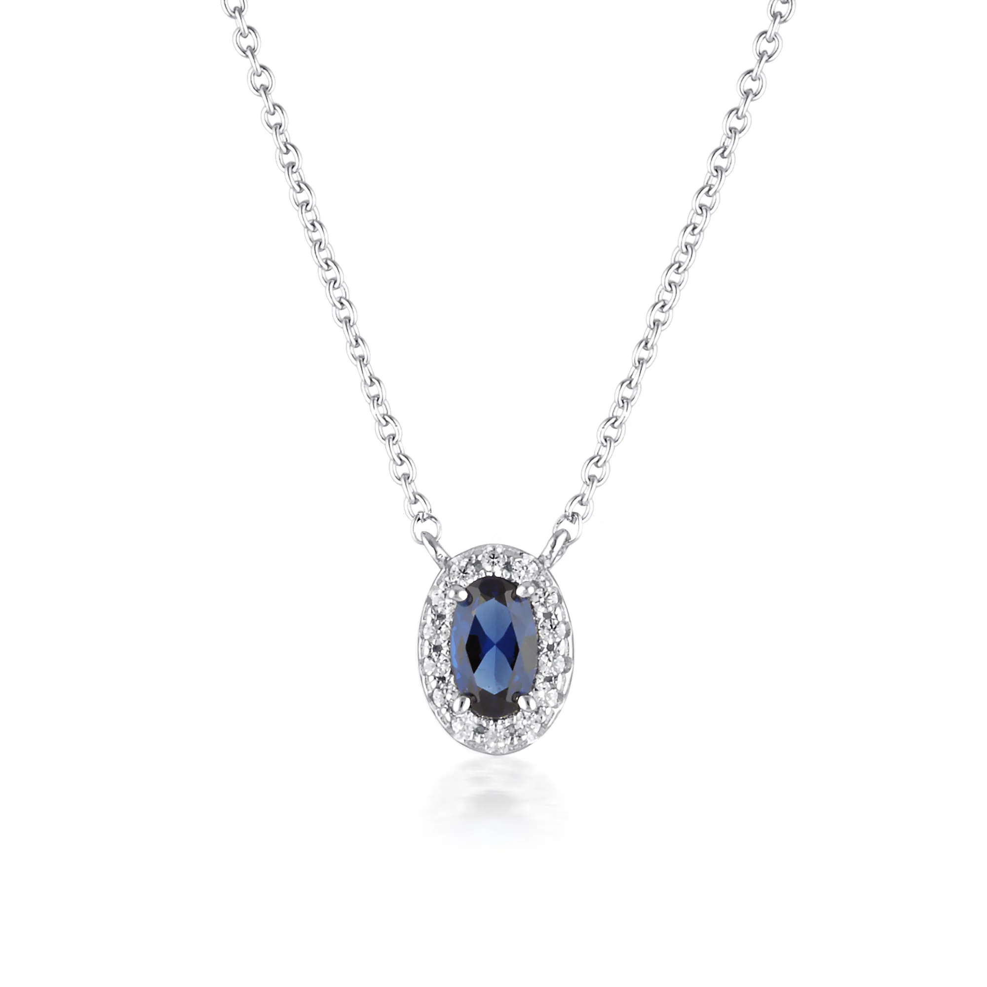 Georgini Aurora Sterling Silver Glow Sapphire Pendant On Chain