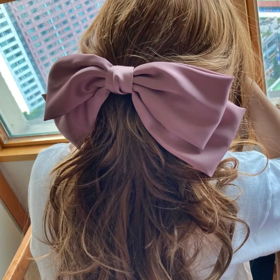 giant satin hair bow droopy stylish women hair accessory