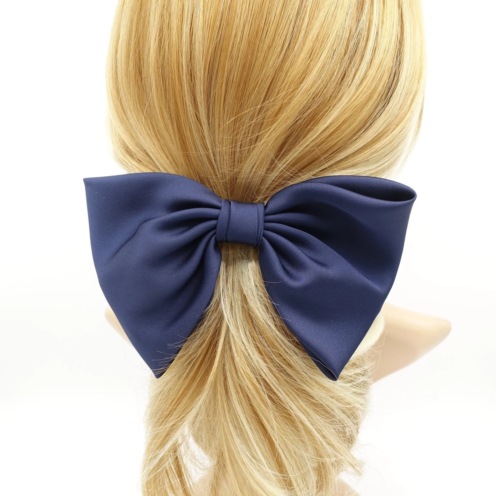 glossy basic satin hair bow women hair accessory