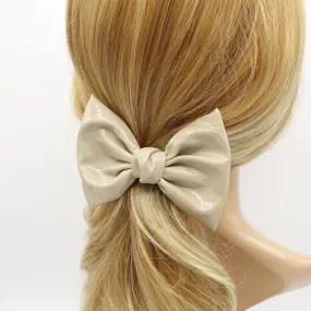 glossy patent leather hair bow barrette casual hair accessory for women