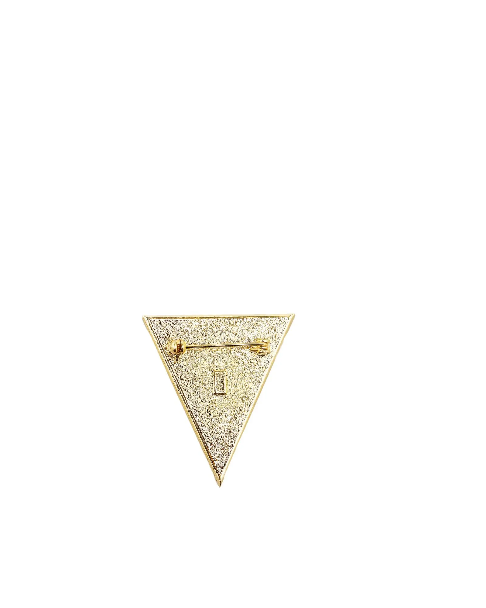 Gold Plated Triangle Rhinestones Brooch with Back Pin Closure