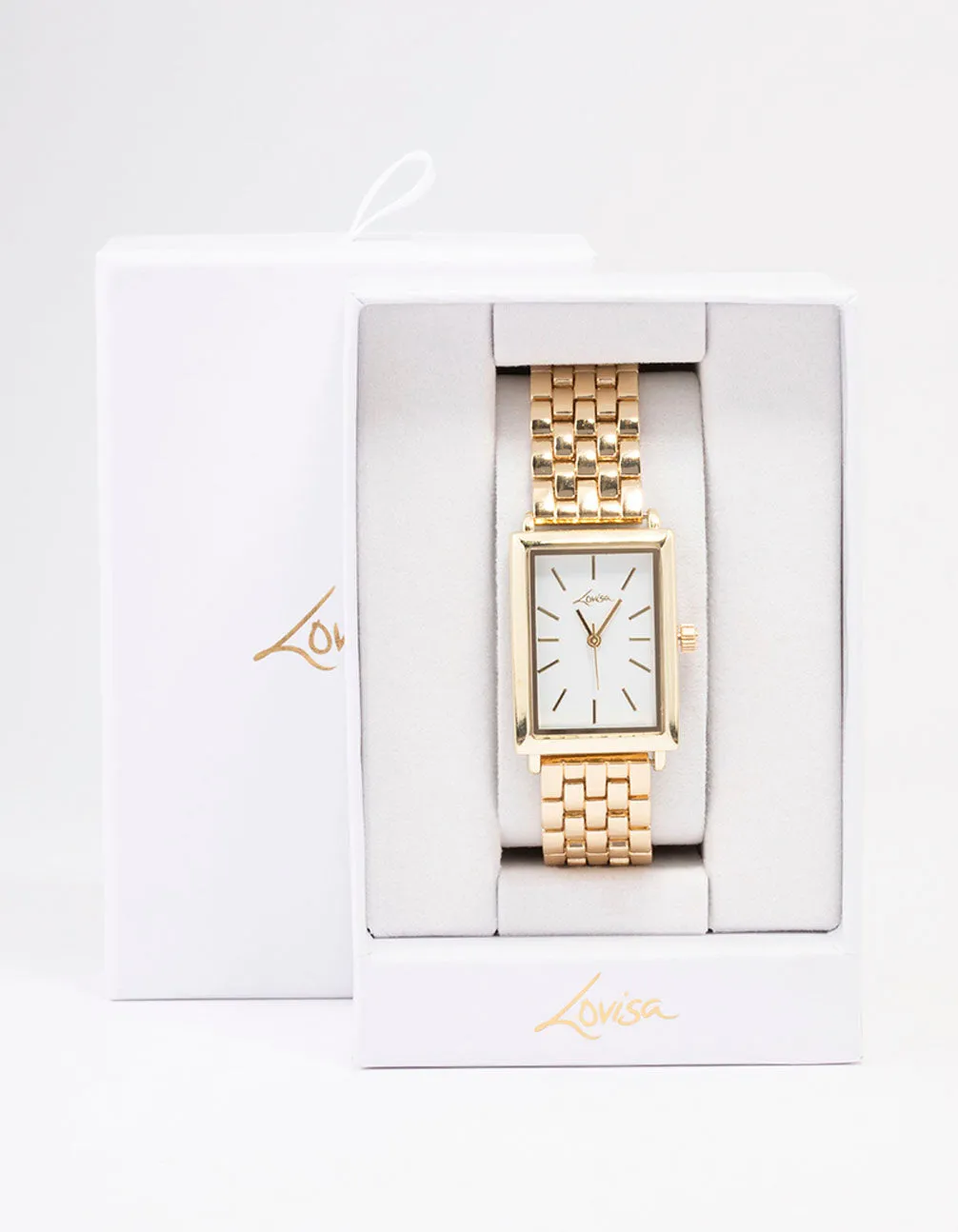 Gold Rectangular Woven Watch