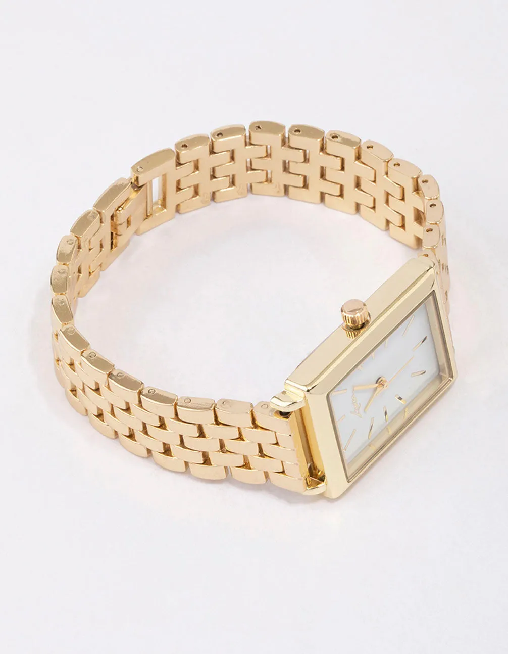 Gold Rectangular Woven Watch