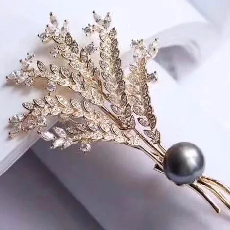 Golden Lavender Pearl Brooch