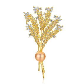 Golden Lavender Pearl Brooch