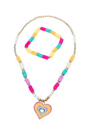 Great Pretenders Rainbow Love Necklace & Bracelet Set