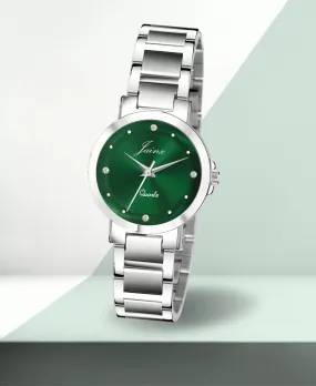 Green Dial Steel Chain Analog Watch - For Women JW8515