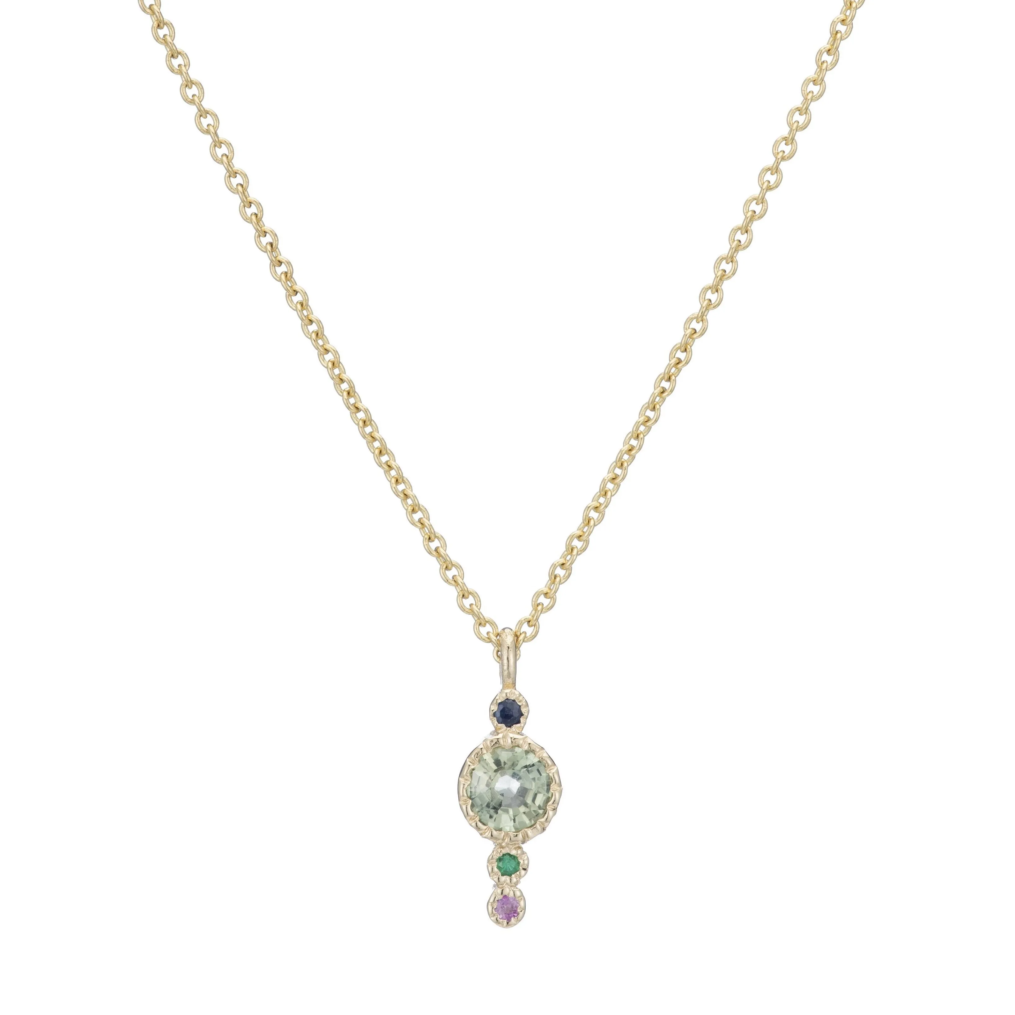 Green Sapphire Long Journey Necklace (ready to ship option)*