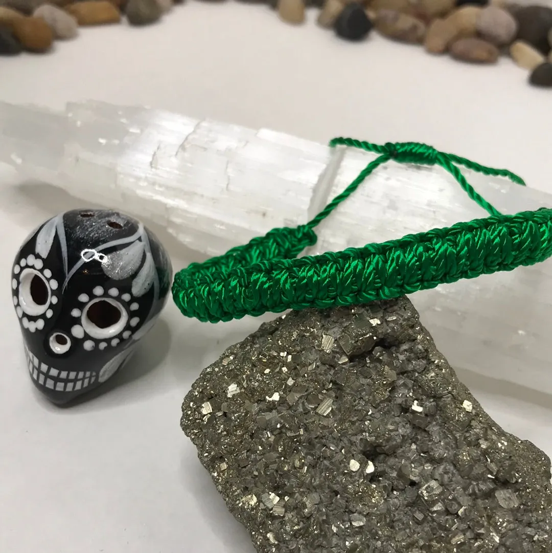 Green String Bracelet Man or Woman   Block Negative Energy   Green String Macramé Adjustable  Good luck Bracelet Evil Eye Protection