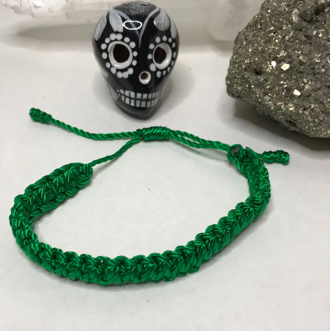 Green String Bracelet Man or Woman   Block Negative Energy   Green String Macramé Adjustable  Good luck Bracelet Evil Eye Protection