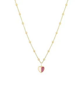 Half & Half Stone Heart Charm Necklace