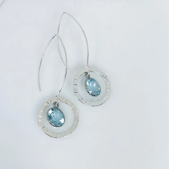 Hammered Blue Topaz Earrings