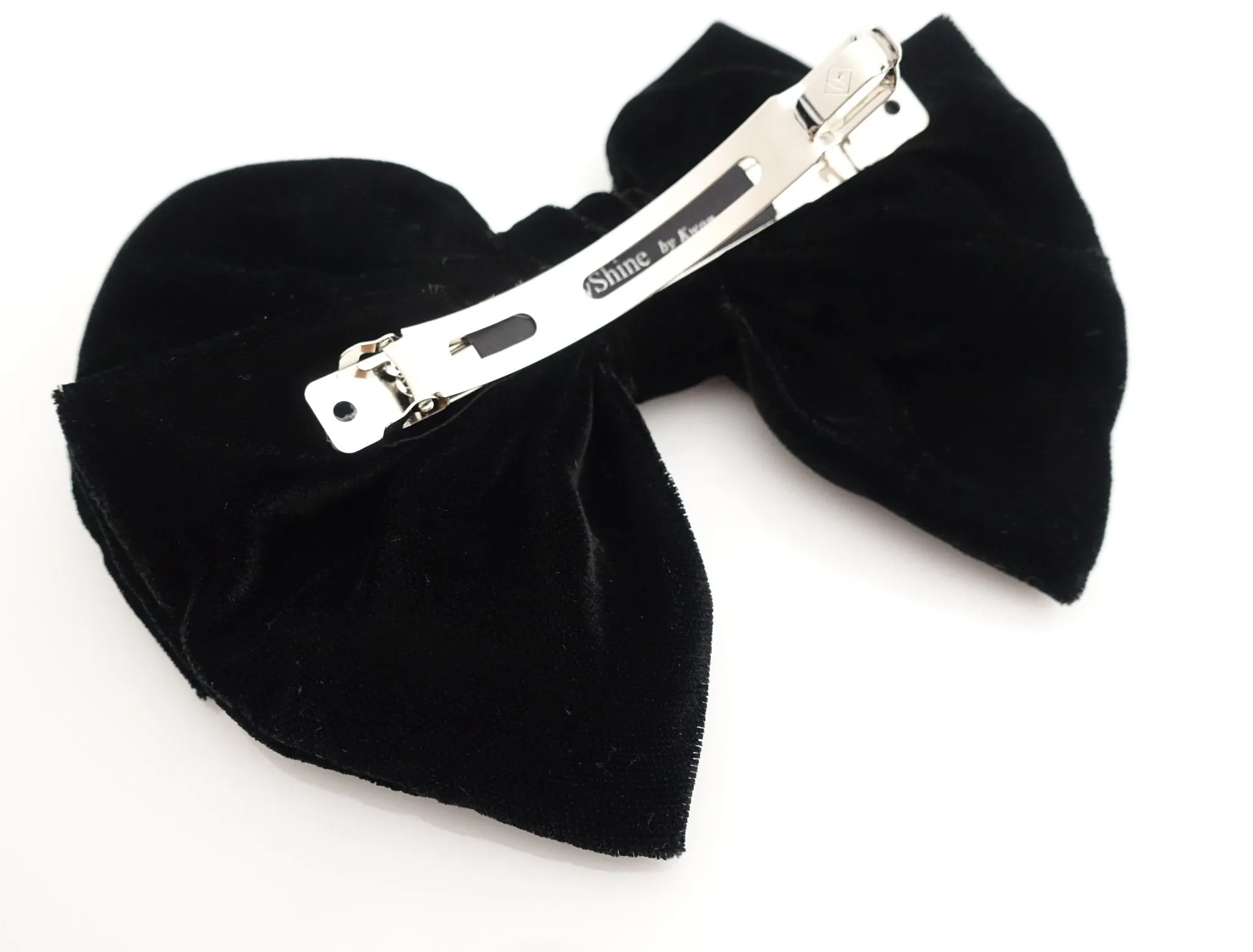 Handmade Black Silk Velvet Layered Bow French Hair Barrette