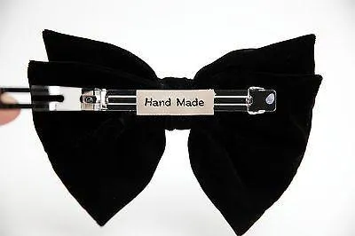 Handmade Black Silk Velvet Layered Bow French Hair Barrette