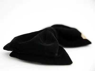 Handmade Black Silk Velvet Layered Bow French Hair Barrette